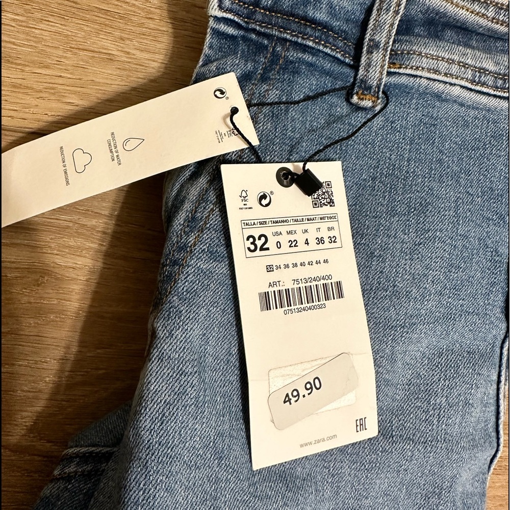 ZARA Jeans-Marine Straight, medium blue, NEVER WORN